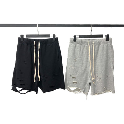Pantalones Hip-hop Rotos Estilo Mendigo Cinco Puntos Corte Manual - Image 4