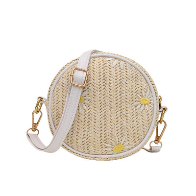 Bolsa Tejida de Paja Redonda Roja con Bordado - Bandolera Elegante para Mujer - Image 18