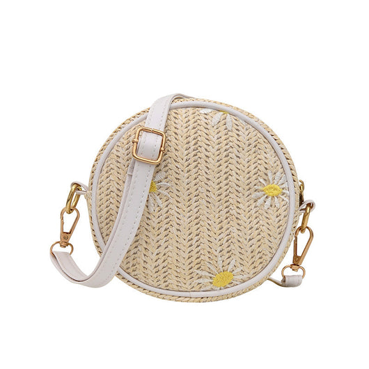 Bolsa Tejida de Paja Redonda Roja con Bordado - Bandolera Elegante para Mujer - Image 18