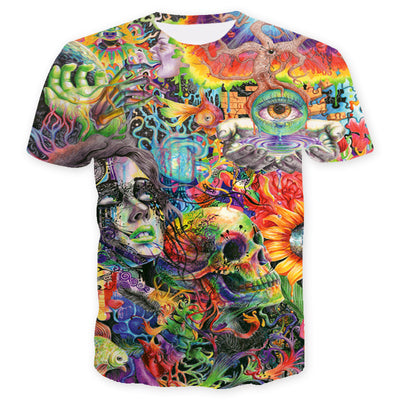 Camiseta Unisex Calavera 3D con Diseño Graffiti - Estilo Urbano Personalizado - Image 10