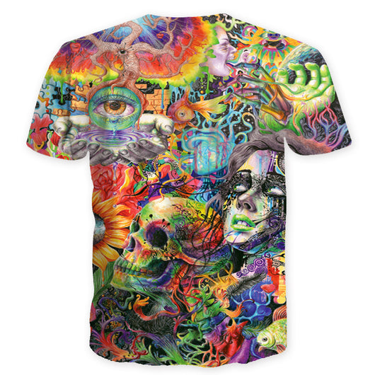 Camiseta Unisex Calavera 3D con Diseño Graffiti - Estilo Urbano Personalizado
