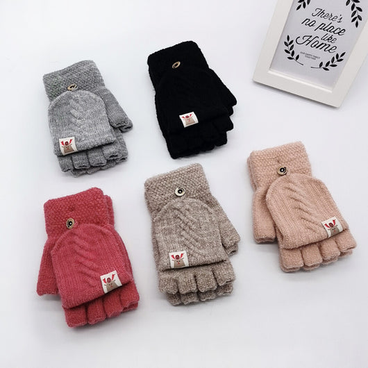 Guantes de Lana Tejidos con Dedos Convertibles para Niños - Image 2