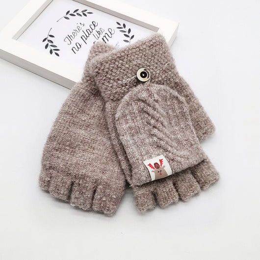 Guantes de Lana Tejidos con Dedos Convertibles para Niños - Image 4