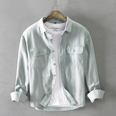Camisa Blanca Suelta Estilo Hong Kong para Hombre - Algodón Manga Larga Casual - Image 2