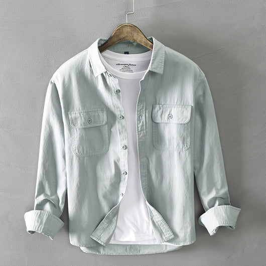 Camisa Blanca Suelta Estilo Hong Kong para Hombre - Algodón Manga Larga Casual - Image 2