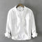 Camisa Blanca Suelta Estilo Hong Kong para Hombre - Algodón Manga Larga Casual