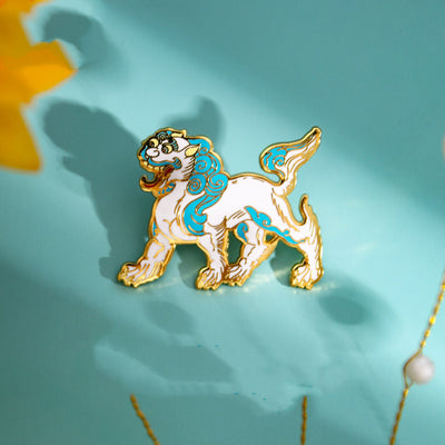 Broches de Metal Leones Academia Dunhuang - Diseño Artístico Tradicional