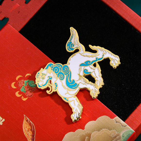 Broches de Metal Leones Academia Dunhuang - Diseño Artístico Tradicional