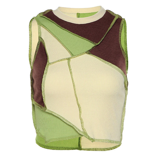 Playera sin Mangas Colorblock Crew Neck Slim Fit