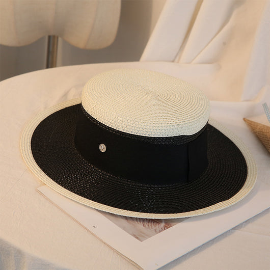 Sombrero de Paja Retro Elegante para Mujer - Gorra Plana Transpirable Floral Playa - Image 7