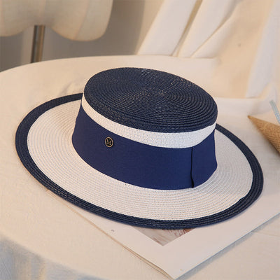Sombrero de Paja Retro Elegante para Mujer - Gorra Plana Transpirable Floral Playa - Image 3