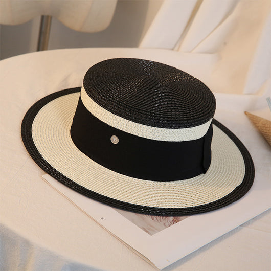 Sombrero de Paja Retro Elegante para Mujer - Gorra Plana Transpirable Floral Playa - Image 6