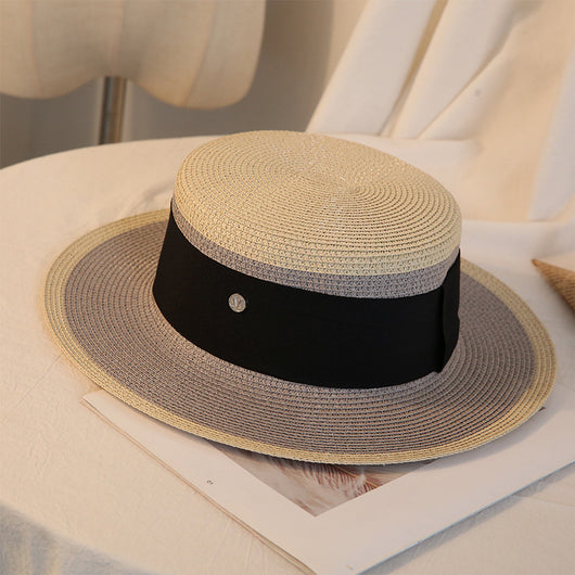 Sombrero de Paja Retro Elegante para Mujer - Gorra Plana Transpirable Floral Playa - Image 5