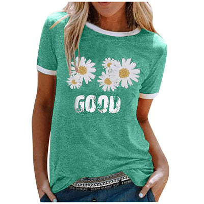 Blusa Estampada Margaritas para Mujer - Cuello Redondo Manga Corta - Image 2