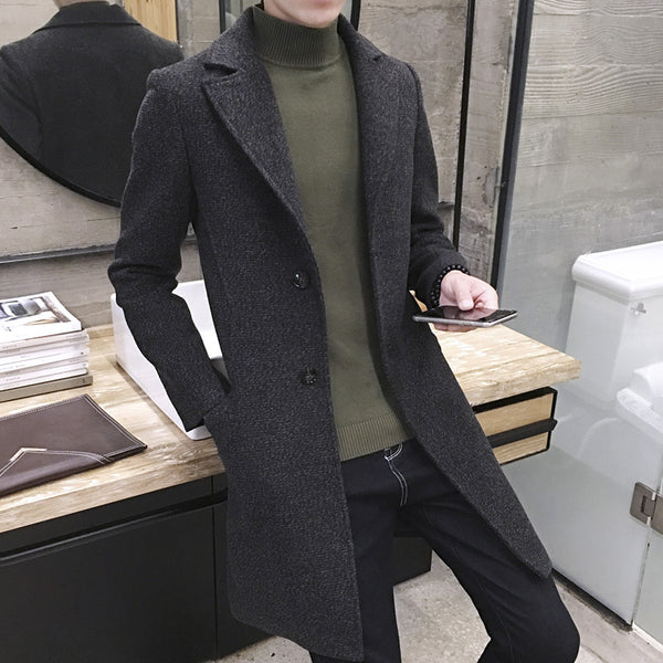 Abrigo de Lana Tipo Cortaviento Coreano Talla Grande para Hombre