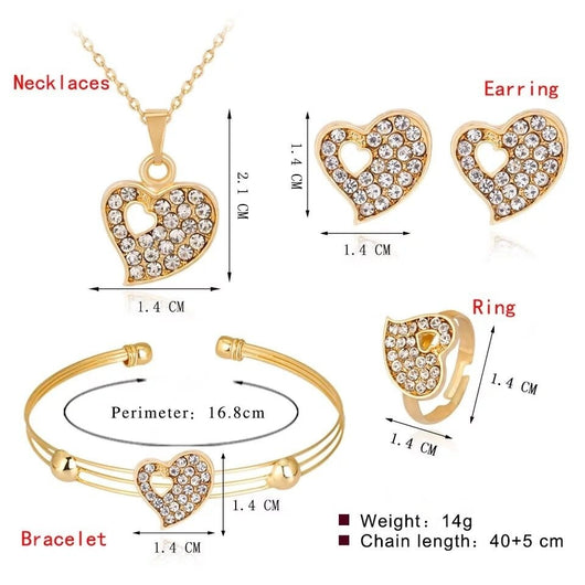 Juego de Collar y Aretes de Cristal Corazón Pesca - Diseño Europeo Amor - Image 2