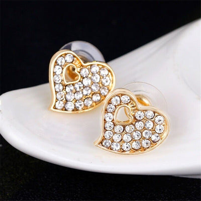 Juego de Collar y Aretes de Cristal Corazón Pesca - Diseño Europeo Amor - Image 4