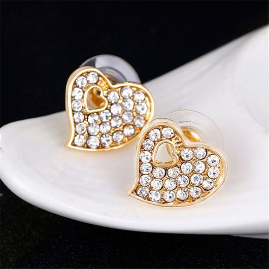 Juego de Collar y Aretes de Cristal Corazón Pesca - Diseño Europeo Amor - Image 4