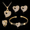 Juego de Collar y Aretes de Cristal Corazón Pesca - Diseño Europeo Amor