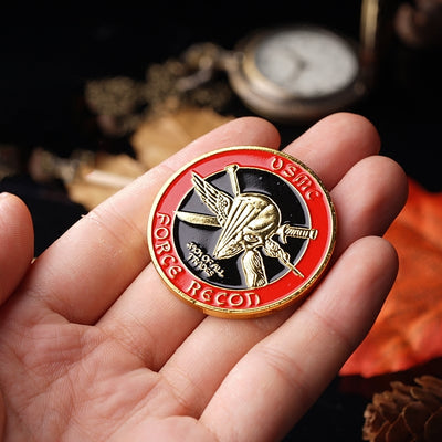 Moneda Desafío Militar Marines - Insignia Calavera Fuerza y Valor - Image 3