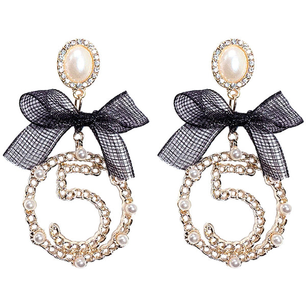 Aretes Circulares Dorados con Perla y Moño - Diseño Elegante y Trendy - Image 4