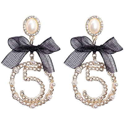 Aretes Circulares Dorados con Perla y Moño - Diseño Elegante y Trendy - Image 4