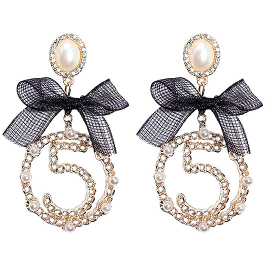 Aretes Circulares Dorados con Perla y Moño - Diseño Elegante y Trendy - Image 4