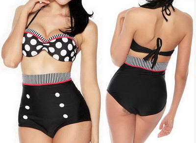 Bikini Retro Cintura Alta con Cobertura Abdominal y Soporte Doble - Image 3