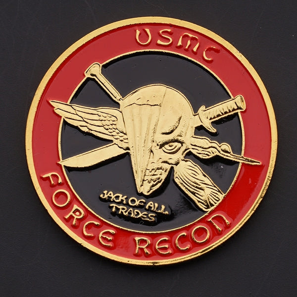 Moneda Desafío Militar Marines - Insignia Calavera Fuerza y Valor
