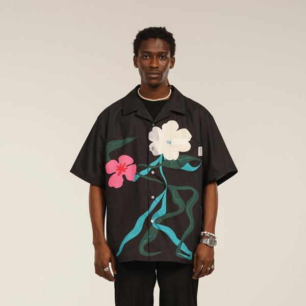 Blusa Corta Estampado Floral con Ribete Bicolor y Forro