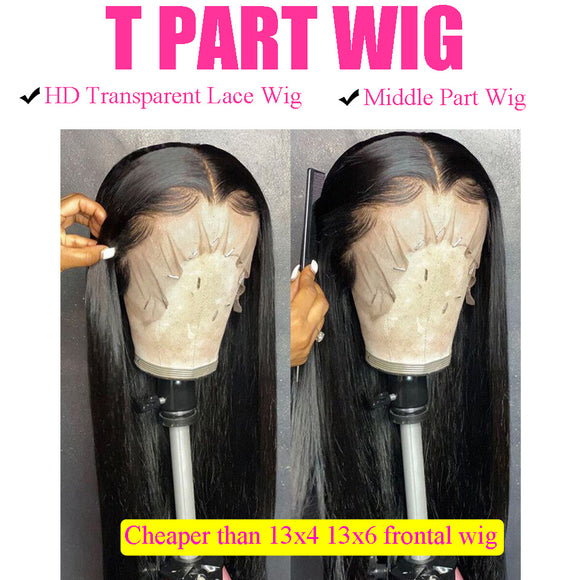 Peluca Larga Lisa con Encaje Frontal - Cabello Negro Natural