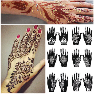 Kit de 2 Plantillas de Tatuaje Temporal Henna con Diseños de Estencil