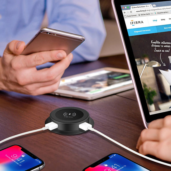 Cargador Inalámbrico Rápido 10W QI de Escritorio con Protección Múltiple para Huawei y Samsung