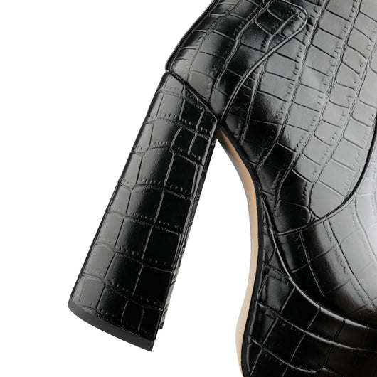 Botas de Tacón Alto con Textura Metálica y Patrón en Piedra - Image 8