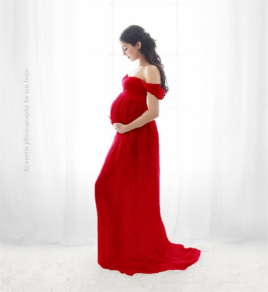 Vestido Embarazo Blanco Gasa Escote Corazón para Sesión Fotográfica - Image 14