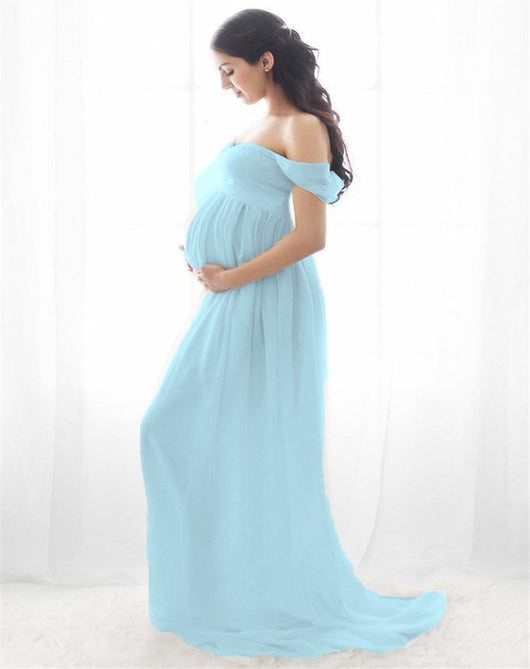 Vestido Embarazo Blanco Gasa Escote Corazón para Sesión Fotográfica - Image 12