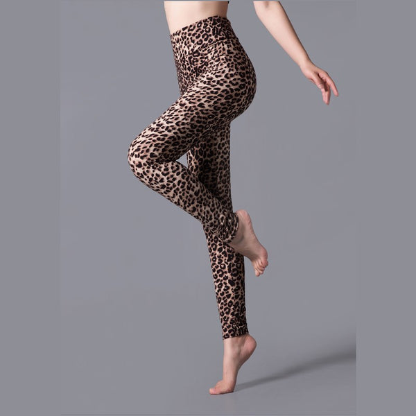 Leggings de Cintura Alta con Estampado de Leopardo - Pantalones de Yoga Deportivos Elásticos