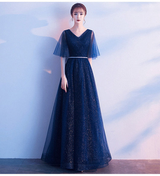 Vestido de Noche Largo Emily Tulle - Escote V con Volantes, Cristales y Espalda Ajustable - Image 16