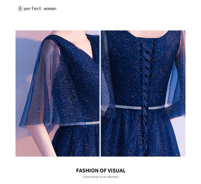 Vestido de Noche Largo Emily Tulle - Escote V con Volantes, Cristales y Espalda Ajustable - Image 15