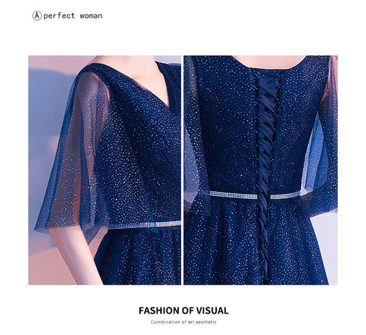 Vestido de Noche Largo Emily Tulle - Escote V con Volantes, Cristales y Espalda Ajustable - Image 15