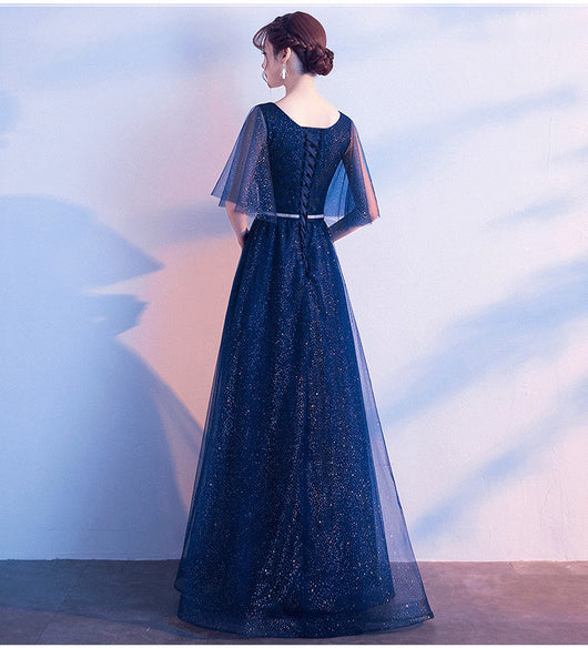 Vestido de Noche Largo Emily Tulle - Escote V con Volantes, Cristales y Espalda Ajustable - Image 17