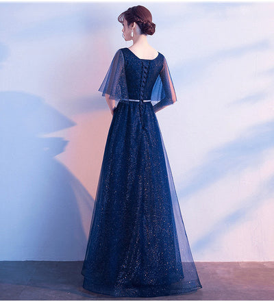 Vestido de Noche Largo Emily Tulle - Escote V con Volantes, Cristales y Espalda Ajustable - Image 3