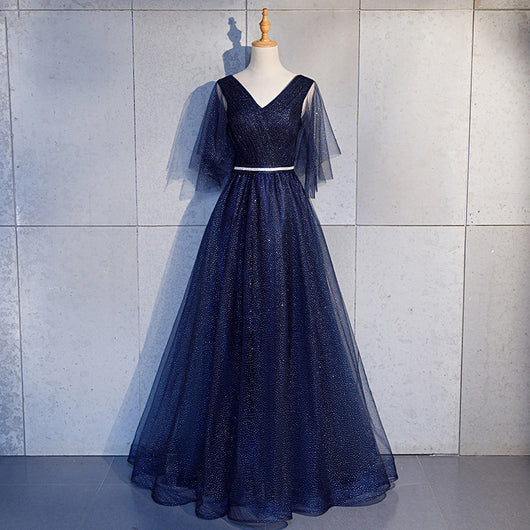 Vestido de Noche Largo Emily Tulle - Escote V con Volantes, Cristales y Espalda Ajustable - Image 6