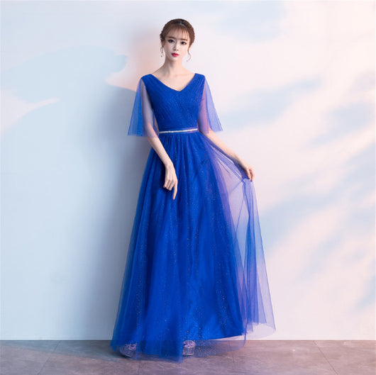 Vestido de Noche Largo Emily Tulle - Escote V con Volantes, Cristales y Espalda Ajustable - Image 9