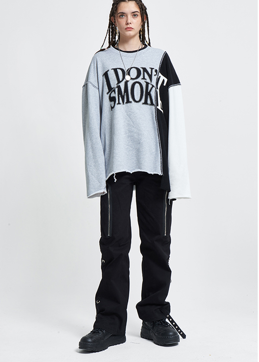 Sudadera de Pareja con Bordado Deconstruido y Detalle de Costura Asimétrica - Image 9