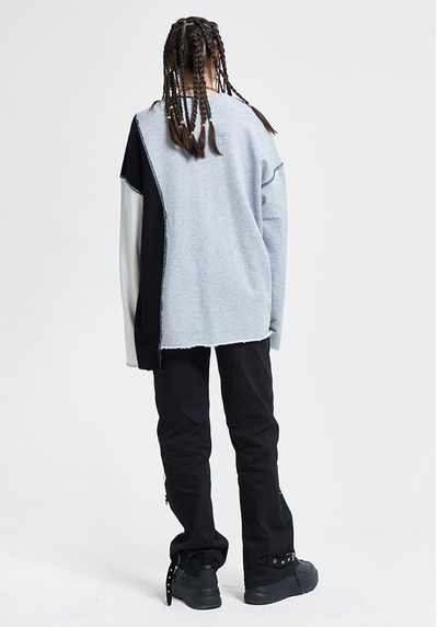 Sudadera de Pareja con Bordado Deconstruido y Detalle de Costura Asimétrica - Image 13