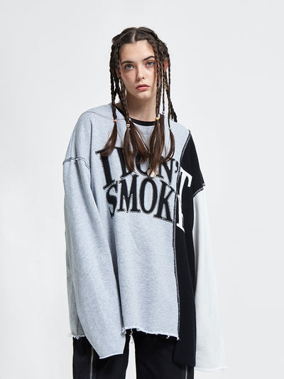 Sudadera de Pareja con Bordado Deconstruido y Detalle de Costura Asimétrica - Image 4