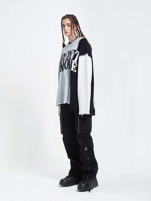 Sudadera de Pareja con Bordado Deconstruido y Detalle de Costura Asimétrica - Image 3