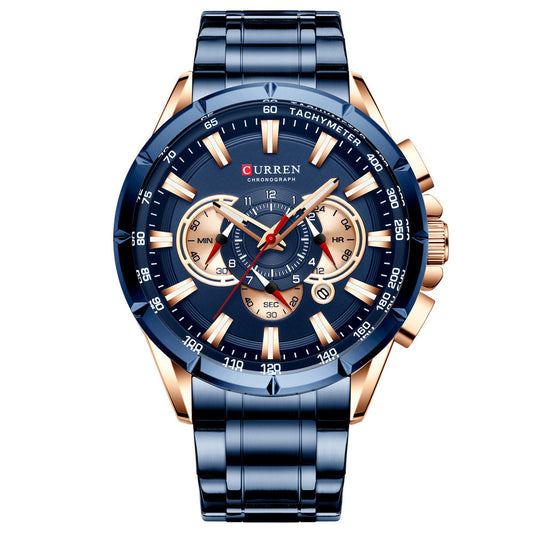 Reloj Empresarial Acero Inoxidable Calendario Sumergible para Hombre