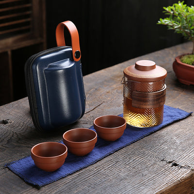 Juego de Té Portátil Kung Fu Cerámica - Set Compacto para Viajeros